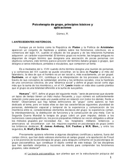 Psicoterapia De Grupo Principios Basicos Y Aplicaciones Pdf