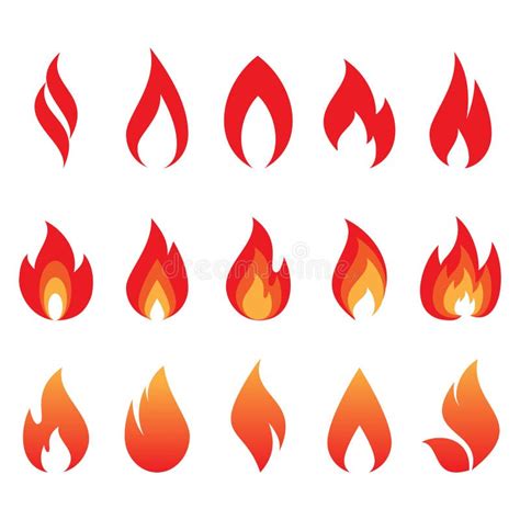 Insieme Di Vettore Delle Fiamme Del Fuoco Illustrazione Vettoriale