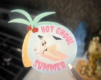Summerween Sticker Hot Ghoul Summer Goth Beach Girl Halloween Sticker Slasher Summer Spooky