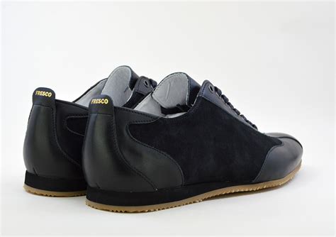 The Fresco In Black Leather & Suede – Old School Trainers – Mod Shoes