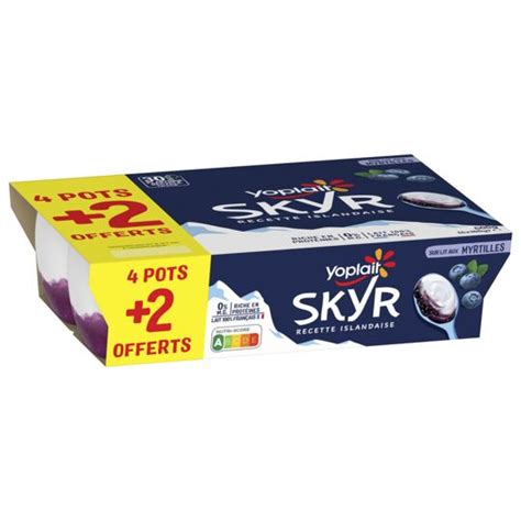 Skyr sur lit à la myrtille YOPLAIT les 6 pots de 100g à Prix Carrefour