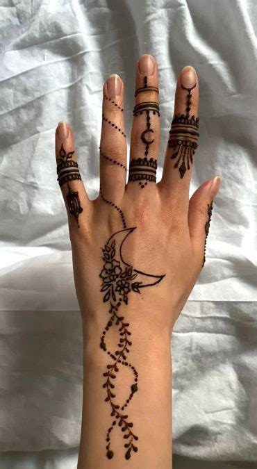 Minimal Henna Designs Flower Moon Chain I Take You Wedding