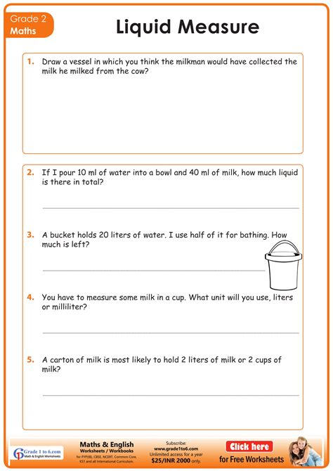 Measurement Of Capacity Worksheet For Class 2 - Printable Online