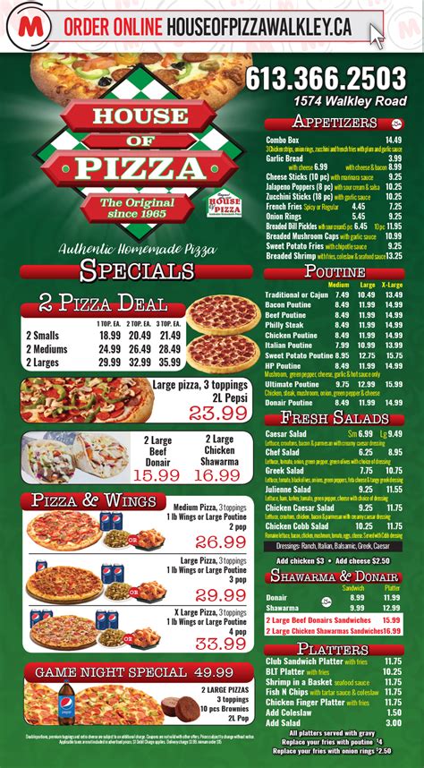 House of Pizza - 1574 Walkley Road Order Online!