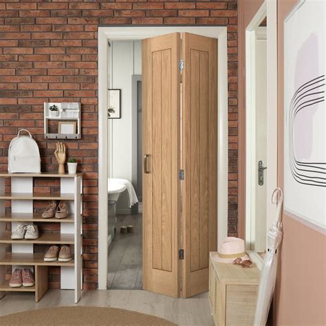 Internal Oak Unfinished Cottage Vertical 5 Panel Bi Fold Door