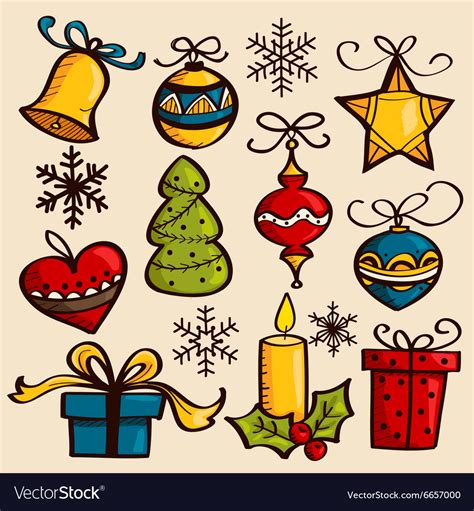 Hand Drawn Christmas Ornaments Royalty Free Vector Image