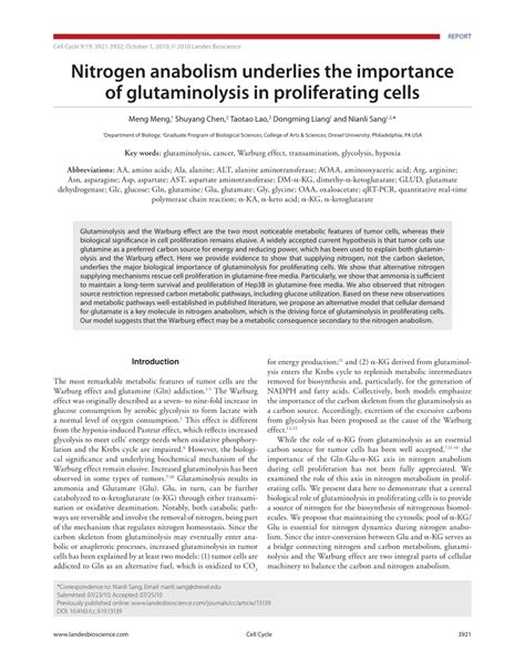 (PDF) Meng M, Chen S, Lao T, Liang D, Sang N.. Nitrogen anabolism ...