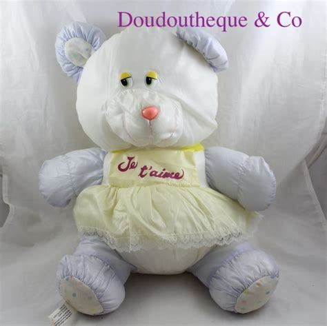 Peluche Ours Puffalump Toile De Parachute Robe Je T Aime Jaune Bleu