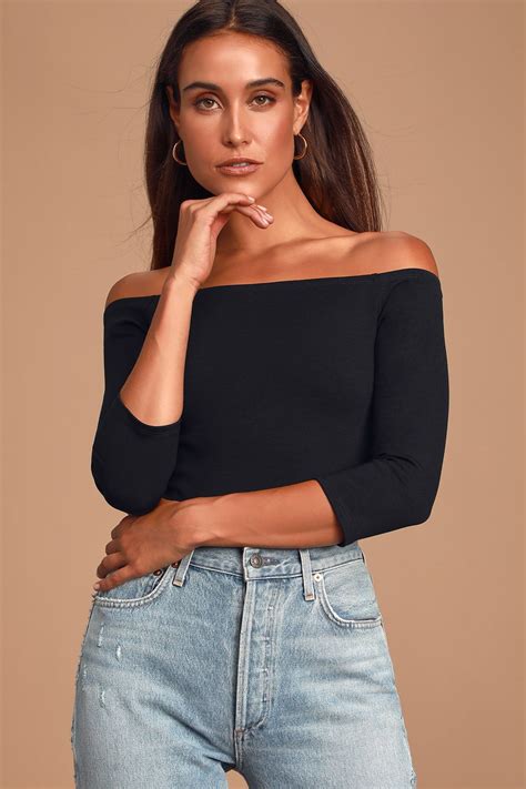 Like A Bird Black Off The Shoulder Bodysuit In 2021 Cute Bodysuits