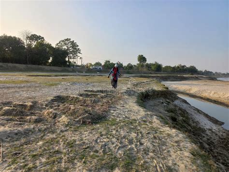 Village White Sand Beach In Rural West Bengal By The River Padma