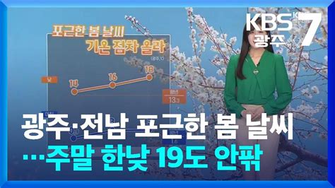 날씨 광주·전남 포근한 봄 날씨주말 한낮 19도 안팎 Kbs 20240313 Youtube