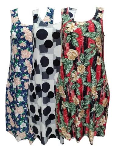 Kit Vestido Feminino Lindas Estampas Liganet Malha Fria Frete Gr Tis