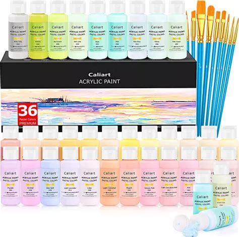 Set Pinturas Acr Licas Caliart Colores Pasteles Pinceles Mercadolibre