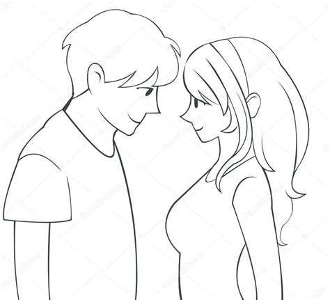 Desenho A Lápis De Desenho Animado Bonito Amor Adolescente Casal De Estilo Cartoon Japonês