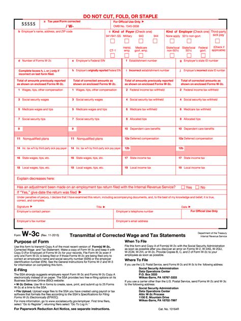 Fillable Form W 2c Printable Forms Free Online