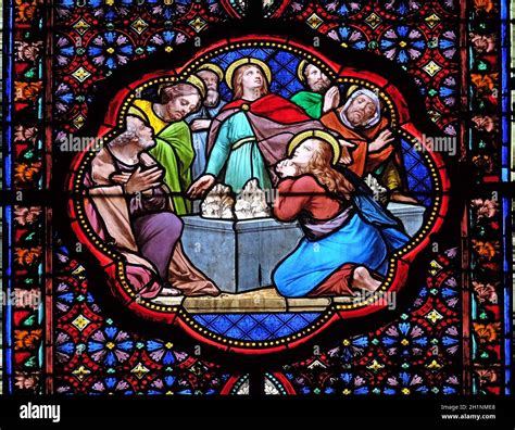 Apostles Before Empty Tomb Of Virgin Mary Stained Glass Window In The