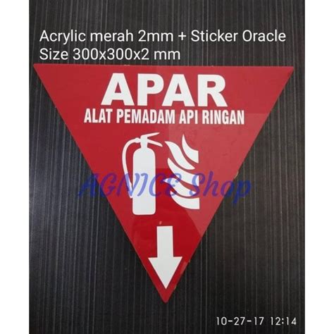 Jual Rambu Segitiga Alat Pemadam Api Apar Acrylic 2Mm Sticker Oracle