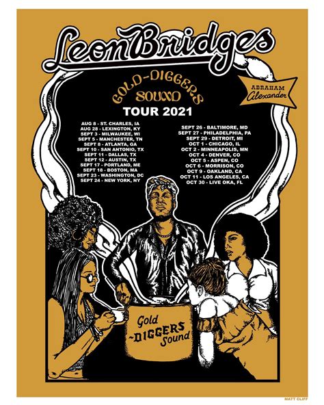 Leon Bridges Gold Diggers Sound Tour Cliff Posterdrops