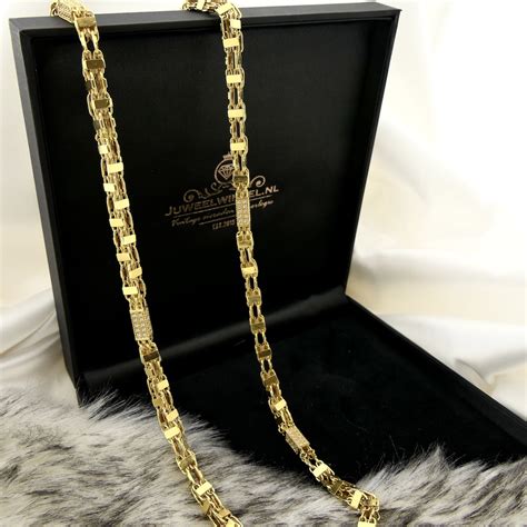 Lange Gouden Heren Ketting Met Zirconia Magnum Chain Cm