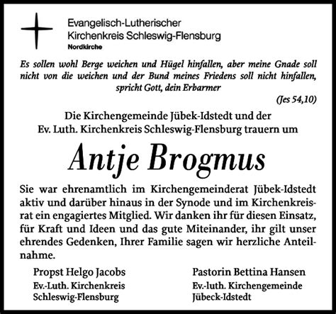 Antje Brogmus Gedenken Flensburger Tageblatt