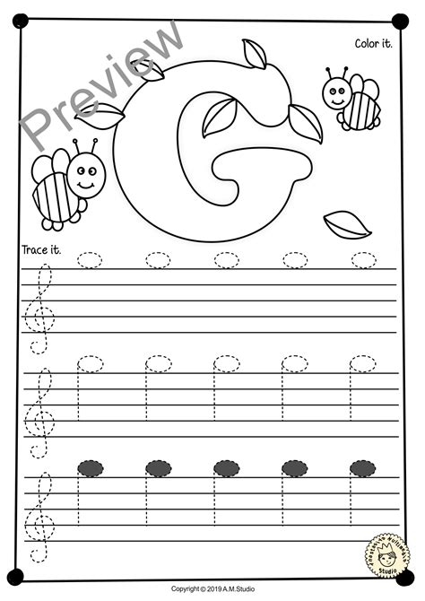 Treble Clef Tracing Music Notes Worksheets For Spring