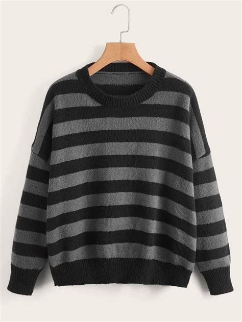 Striped Drop Shoulder Sweater Dream Clothes Cool Outfits Clothes