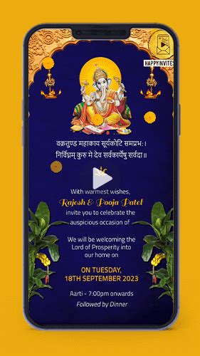 Ganesh Aagman Invitation Card For Whatsapp Happy Invites In