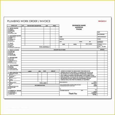 Plumbing Work order Template Free Of 5 Plumbing Invoice – Examples In Word Pdf ...