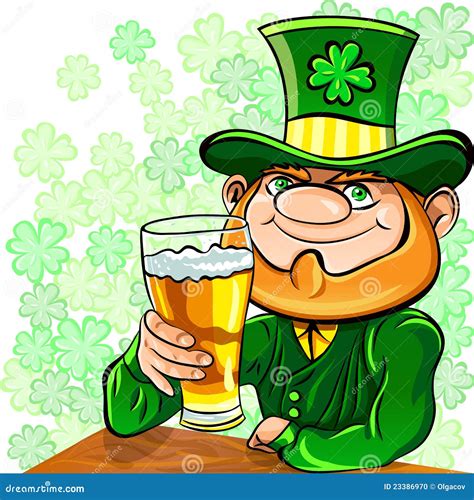 Vector St Patrick S Day Leprechaun Drinks Beer Stock Vector