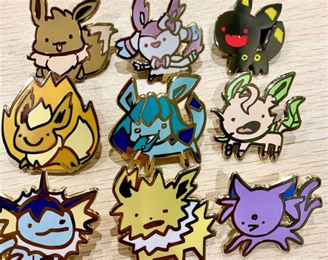 Funny Derpy Goofy Eeveelution Enamel Pins Eevee Sylveon Umbreon Espeon