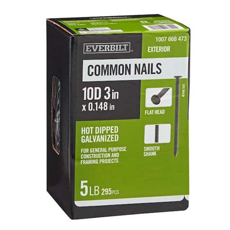 Everbilt 3 In X 10d Hot Dipped Galvanized Common Nails 5 Lbs 295