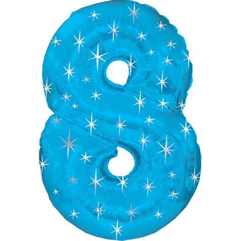 Giant Blue Number 8 Foil Birthday Balloon Helium Or Air Fill Balloons