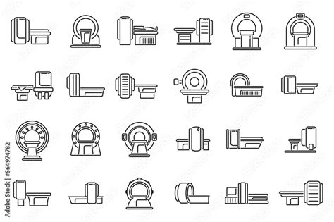 Magnetic Resonance Tomography Icons Set Outline Vector Ct Scan