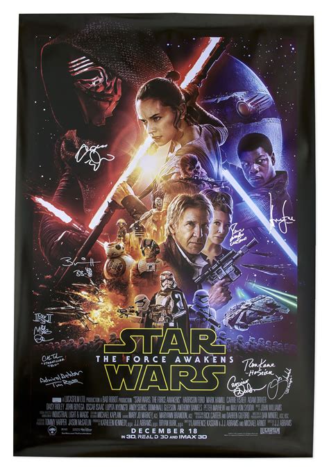 Lot Detail Star Wars The Force Awakens Cast Signed Poster