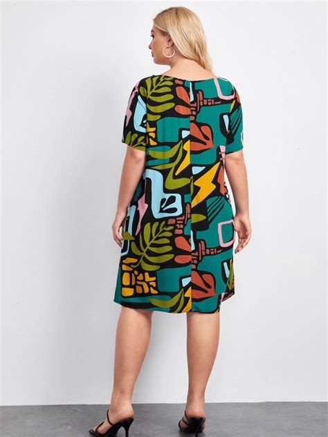 Geometric Fun Print Plus Size Dress Melody Ong Fashion