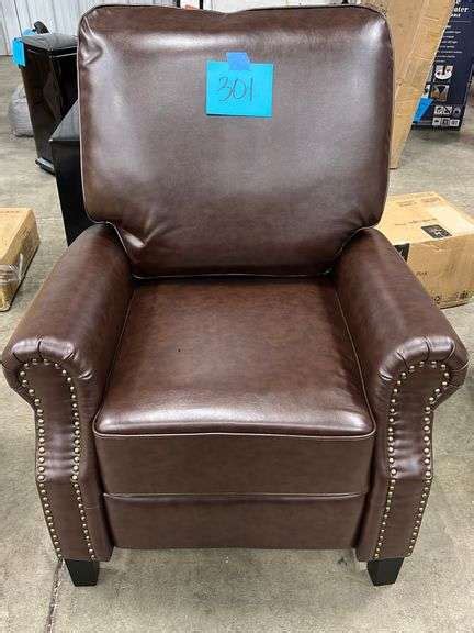 Abbyson Living Nailhead Trim Push Back Recliner Brown Earls