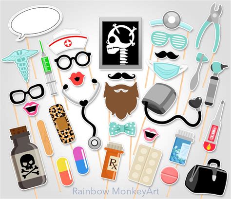 Doctor Party Printable Photo Booth Props Nurse Photobooth Props Medical