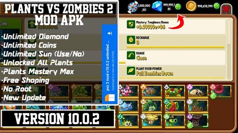 Plants Vs Zombies 2 Mod Apk New 2022 V10 0 2 Unlimited Diamond And All Plants Unlocked Max Level