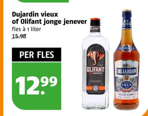 Dujardin Vieux Of Olifant Jonge Jenever 1 Liter Aanbieding Bij Poiesz