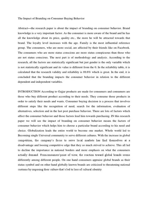 The Impact of Branding On Consumer Buying Behavior | PDF | Consumer ... 