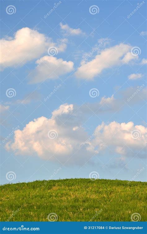 Campo E Nuvens Verdes No C U Foto De Stock Imagem De Rural