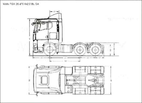 MAN TGX 26 470 6x2 2 BL SA 2D Drawing Blueprints 63984 Model