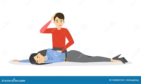 Fainting First Aid Emergency Situation Unconscious Person Stock