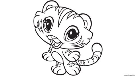 Coloriage Kawaii Animaux Tigre Dessin Kawaii à Imprimer