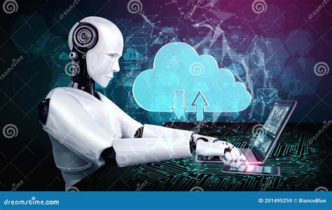 Ai Robot Using Cloud Computing Technology To Store Data On Online