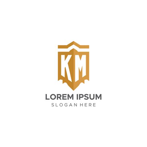 Monogram Km Logo With Shield Geometric Shape Elegant Luxury Initial