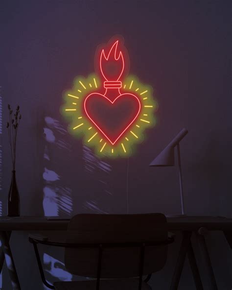 Flaming Heart Neon Sign Neon Effect Neon Signs Neon Custom Neon Signs