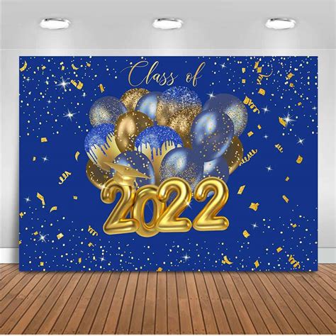 Buy Moca Graduation Backdrop 7x5ft Class Of 2022 Royal Blue And Gold Balloons Graduation Party