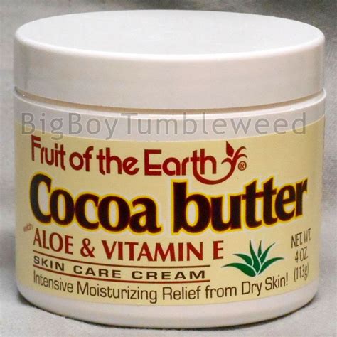 Fruit Of The Earth Cocoa Butter Aloe Vera And Vitamin E Skin Care Cream 4 Oz Jar Skin Care Cream