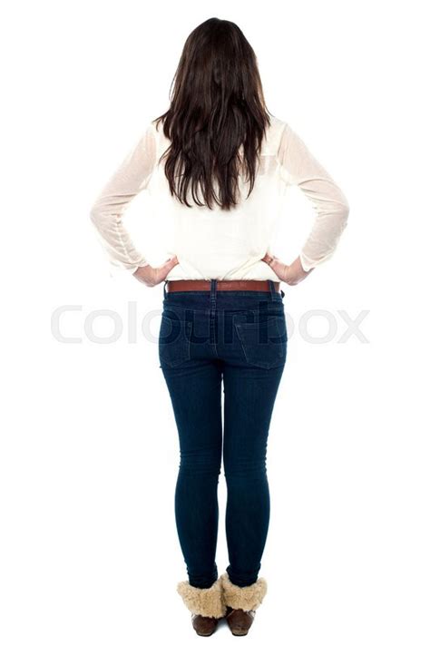 Back Pose Of A Girl With Hands On Hip Stock Image Colourbox